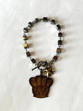 Twigs Bronze Toned Crown & Stars Bracelet